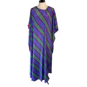 David Brown Vintage Womens Caftan One Size Multicolor Paisley Satin Casual
